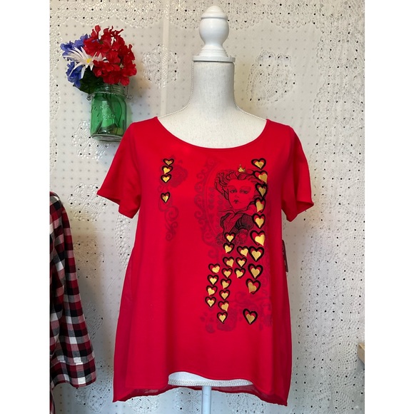 Disney Queen of Hearts Top Size Medium High Low Blouse Valentines Day ❤️🔥 - Picture 14 of 14